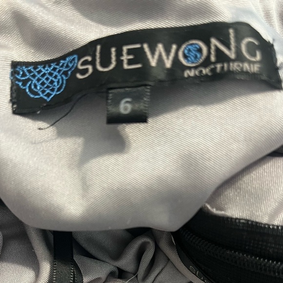 Sue Wong Nocturne Black/Gray Beaded Dress Az 6 - Picture 8 of 10